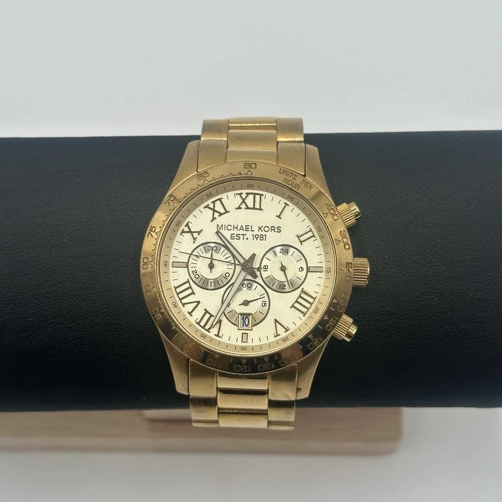 Michael Kors MK-8214 Gold Tone Chronograph Watch Stainless Steel Men's